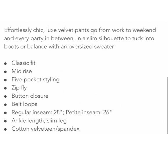 Garnet Hill Velvet Slim Fit Mid Rise Stretch Ankle Pant 8 Petite Grey - Picture 6 of 10